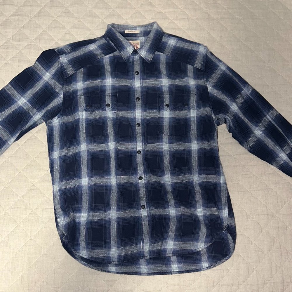 Lucky Brand Blue Plaid Pearl Snap Flannel